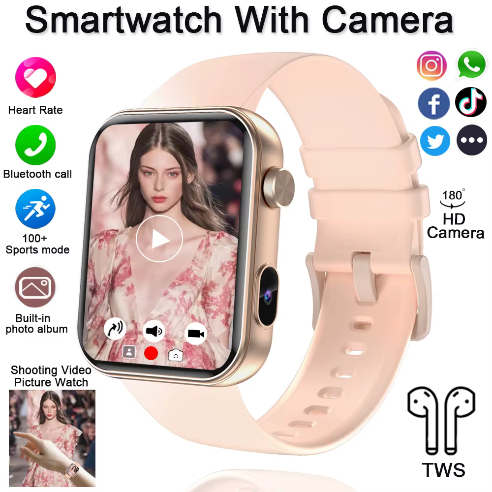 Montre connectée pour femmes, appareil photo, prise de Photo, enregistrement vidéo, fréquence cardia