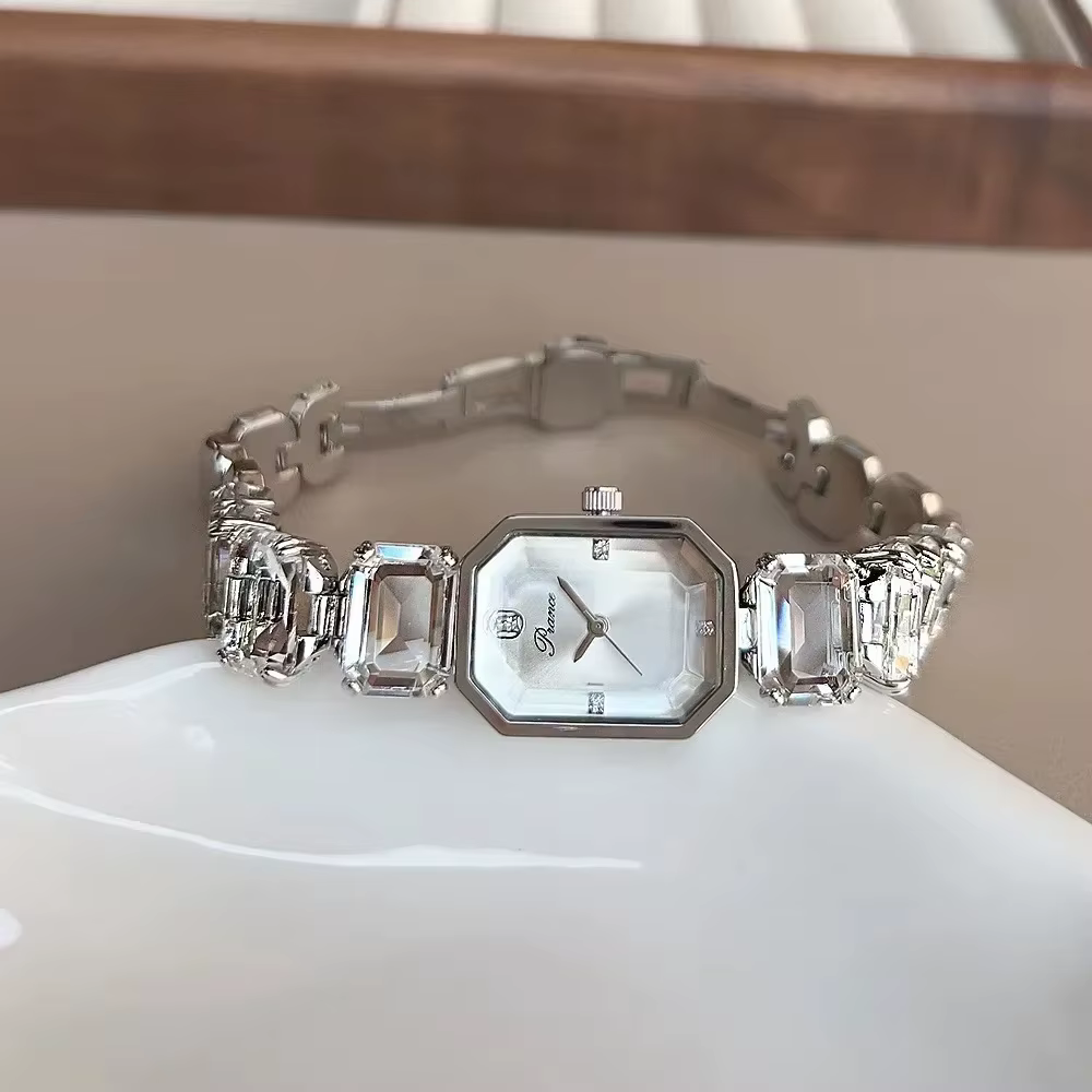 Montre en quartz rose pour femme, montre dorée et argentée, montre à strass, Orologio, grande montre