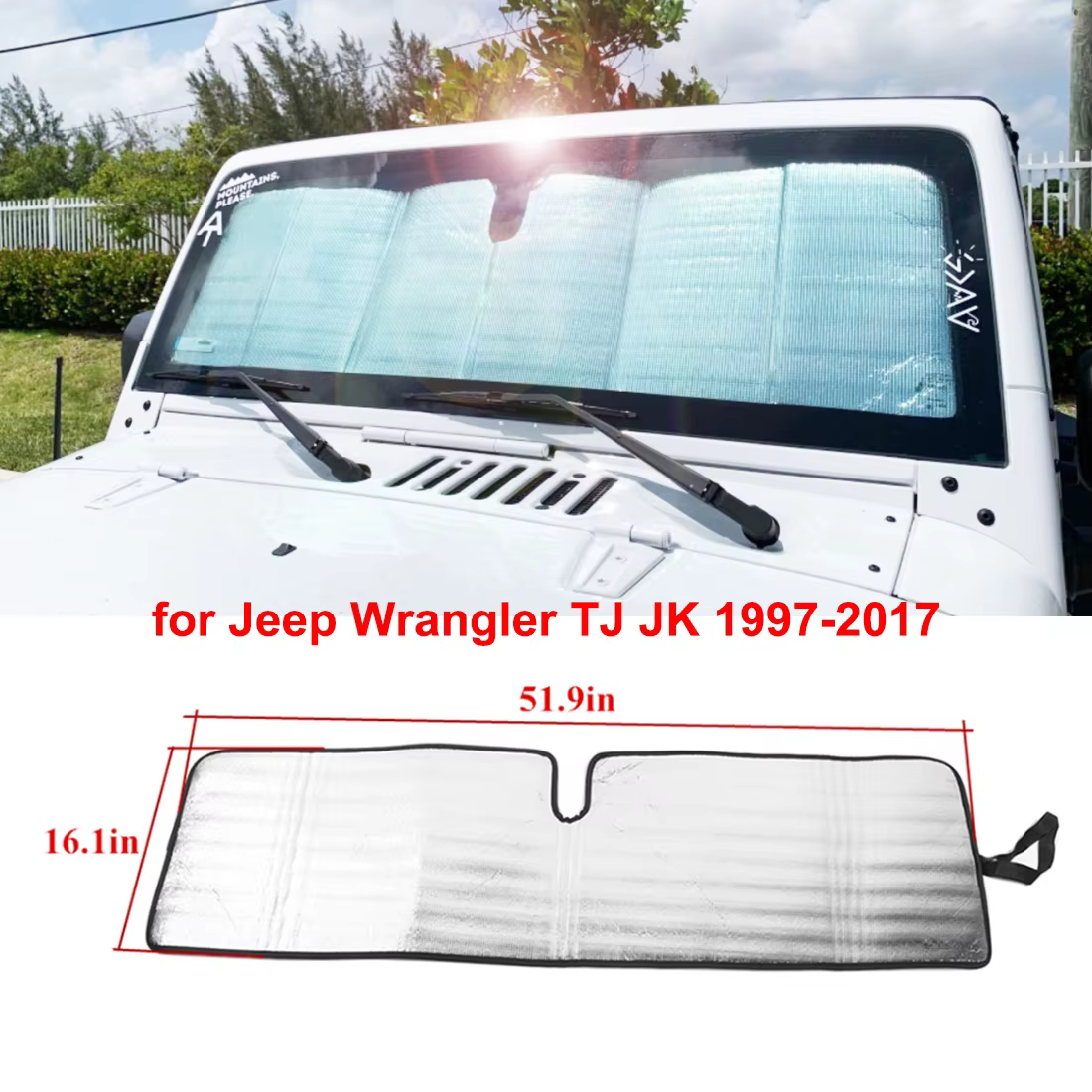 Pare-soleil pour pare-brise avant de voiture, protection contre les rayons UV, pour Jeep Wrangler TJ