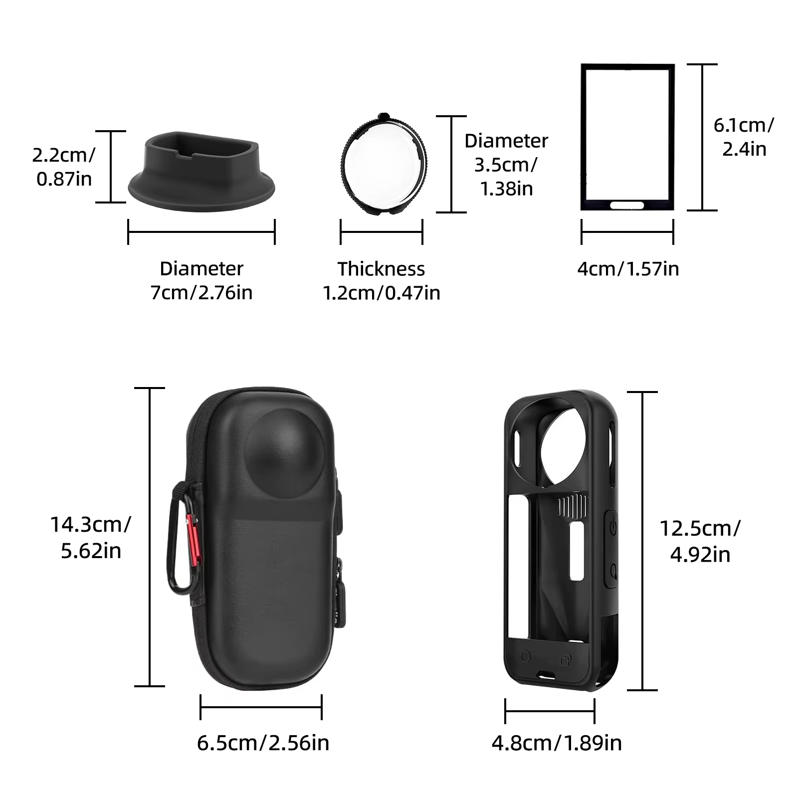 Kit d'accessoires pour Insta 360 X5 comprenant un étui de transport/une coque en silicone/des protec