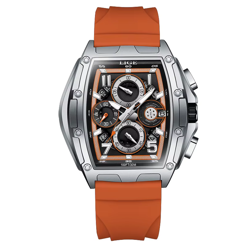 Montre de luxe pour homme LIGE Sports, montres de mode pour homme, design carré unique, chronographe