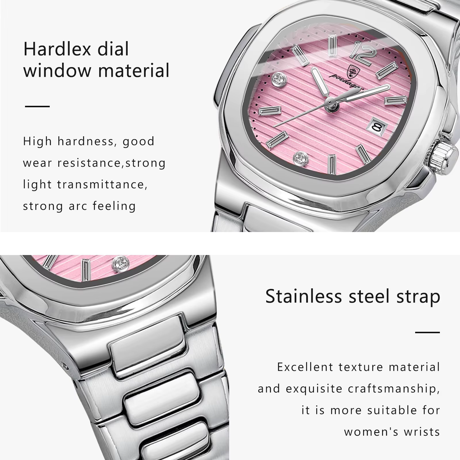 POEDAGAR carré mode femme montre-bracelet lumineux étanche Date dames montre de luxe de haute qualit