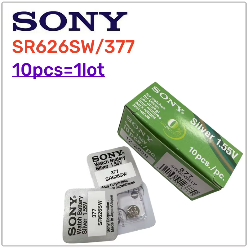 10 piles alcalines originales SONY 377 SR626SW LR626 AG4 1.55V LR66 377 377A pour montres, jouets, t