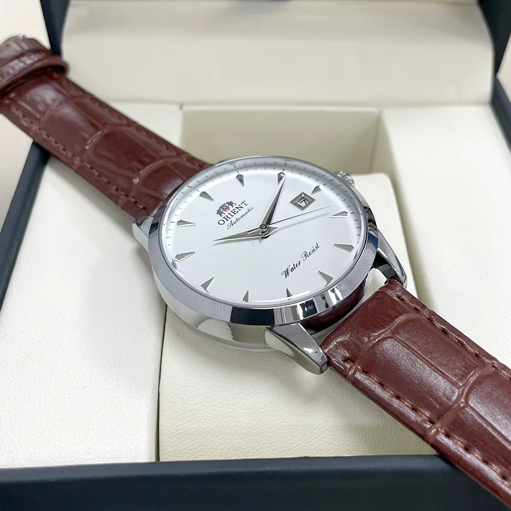 Montre automatique pour hommes Orient, bracelet en acier inoxydable à cadran noir, montre-bracelet d