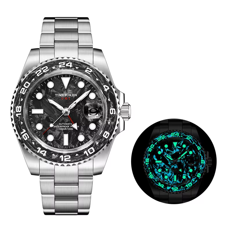 Montres pour hommes GMT, montres automatiques en fibre de carbone, montres pour hommes haut de gamme