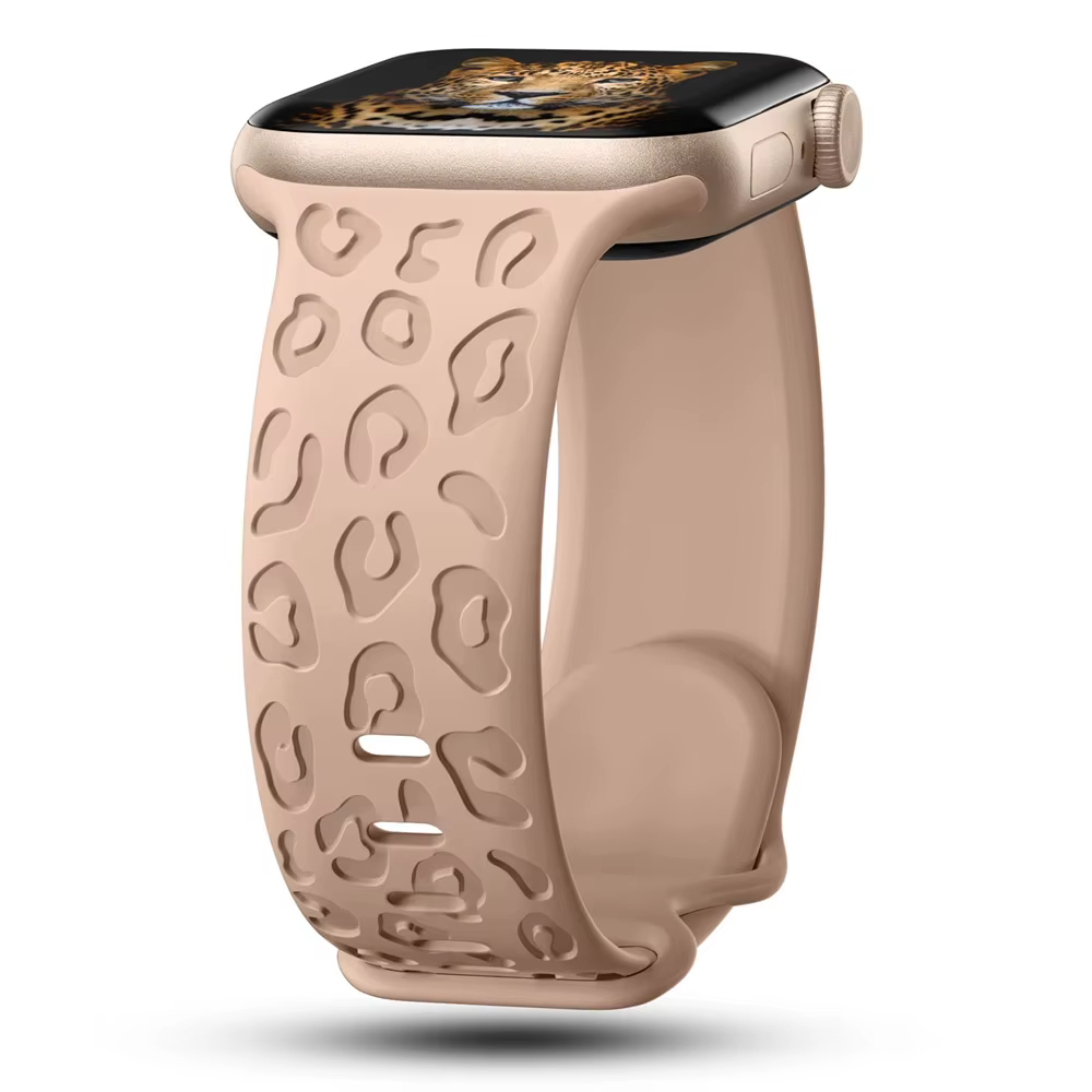 Bracelet léopard gravé pour Apple Watch, bande ultra 2, bracelet en silicone, série 9, 8, 7, se, 3, 