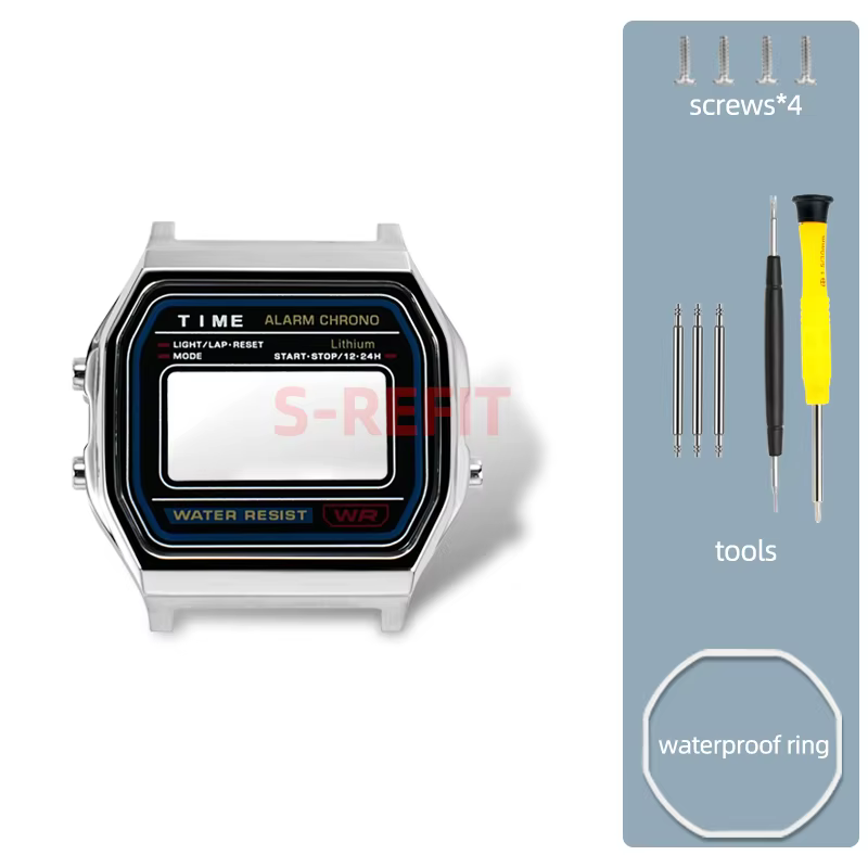 Kit de modification F91W, boîtier en acier inoxydable pour Casio F-91W A158 A159, lunette métallique