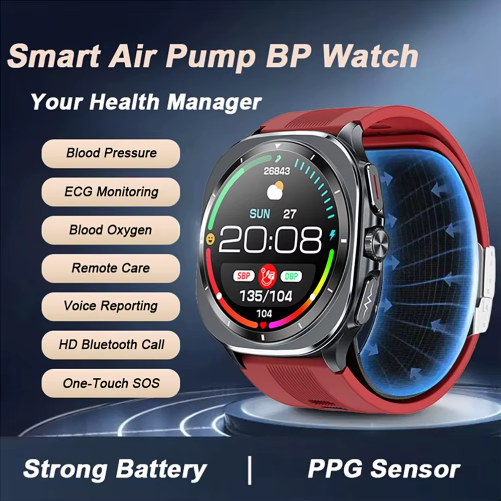 Nouvelle Montre Connectée 2025 avec Suivi de Santé, Pompe à Air, Airbag, Mesure Précise de la Tensio