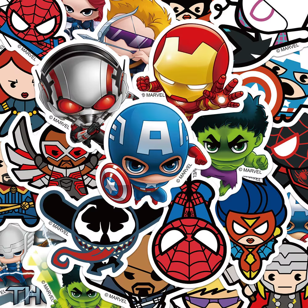 50 pièces Marvel les Avengers Anime dessin animé autocollant bricolage moto casque Skateboard ordina