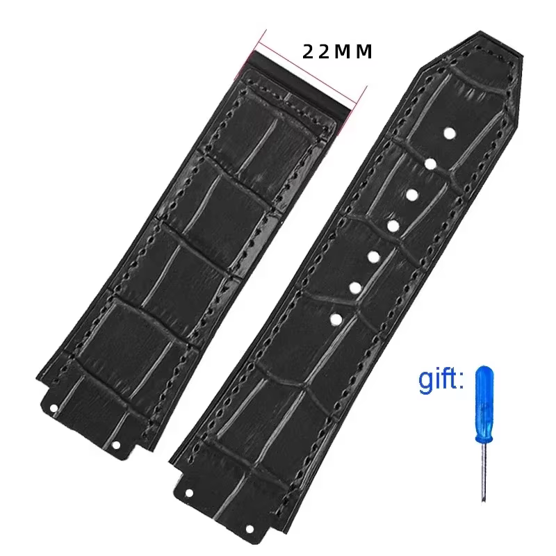 Bracelet d'accessoires de montre en cuir véritable noir marron pour Hublot série Big Bang bracelet e