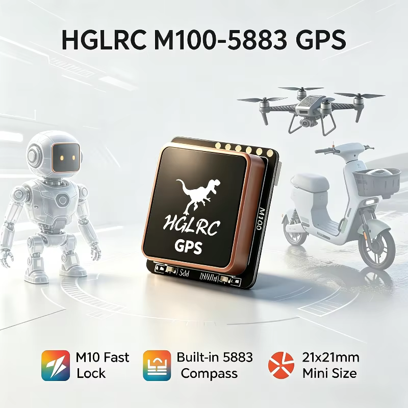 Module GPS HGLRC M100-5883 avec puce M10 intégrée, boussole QMC5883 et antenne en céramique pour dro