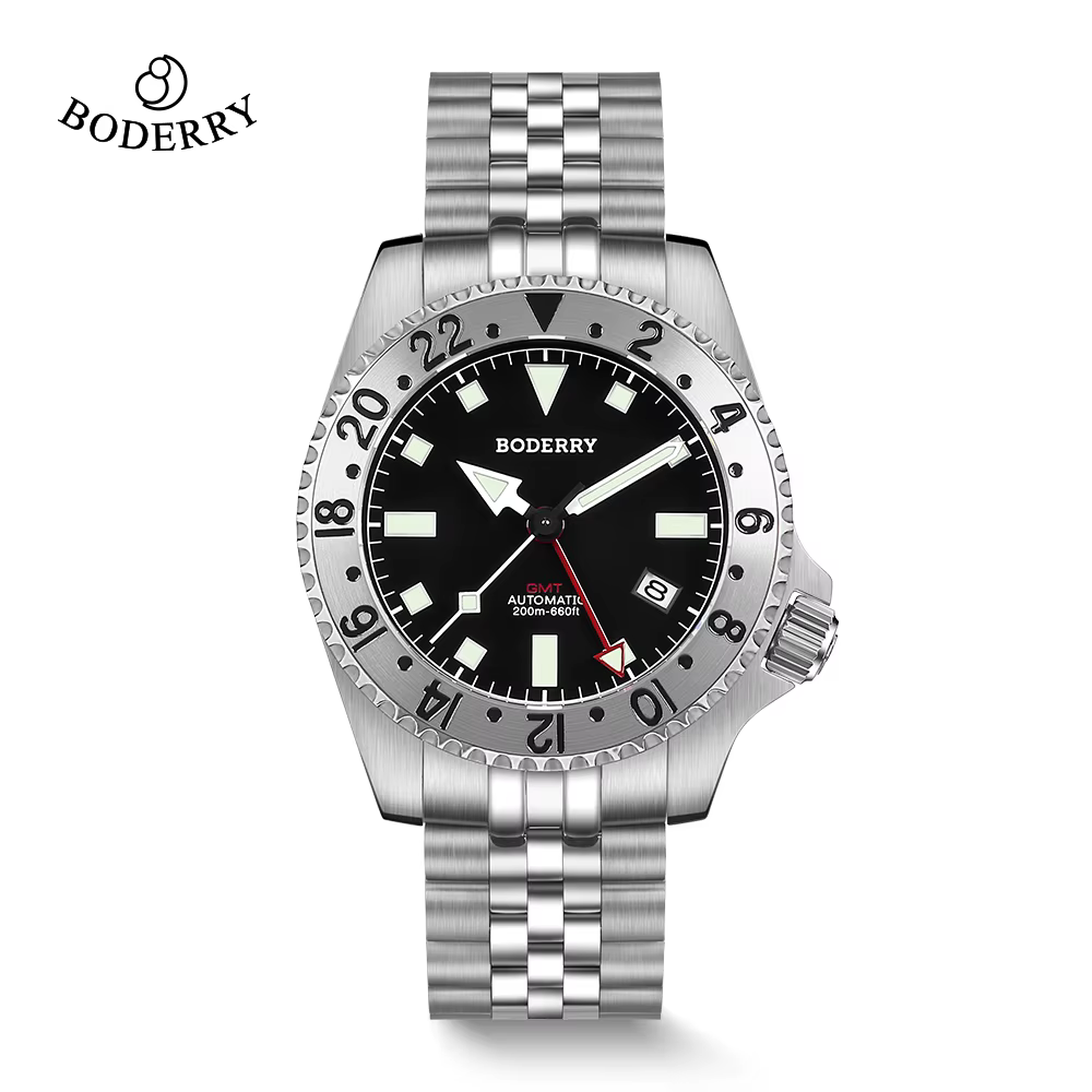 Boderry Bronze GMT montre plongeur ADMIRAL montres automatique pour Seiko NH34 mouvement 200M montre