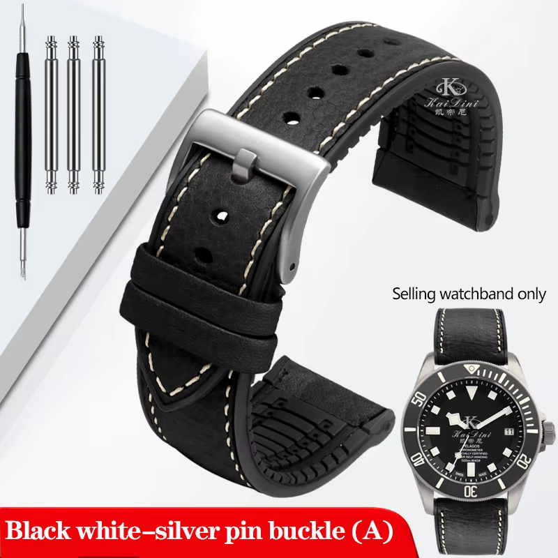 Bracelet de montre en cuir italien et Silicone, pour Bracelet Omega Hamilton Tudor Breitling, fond e