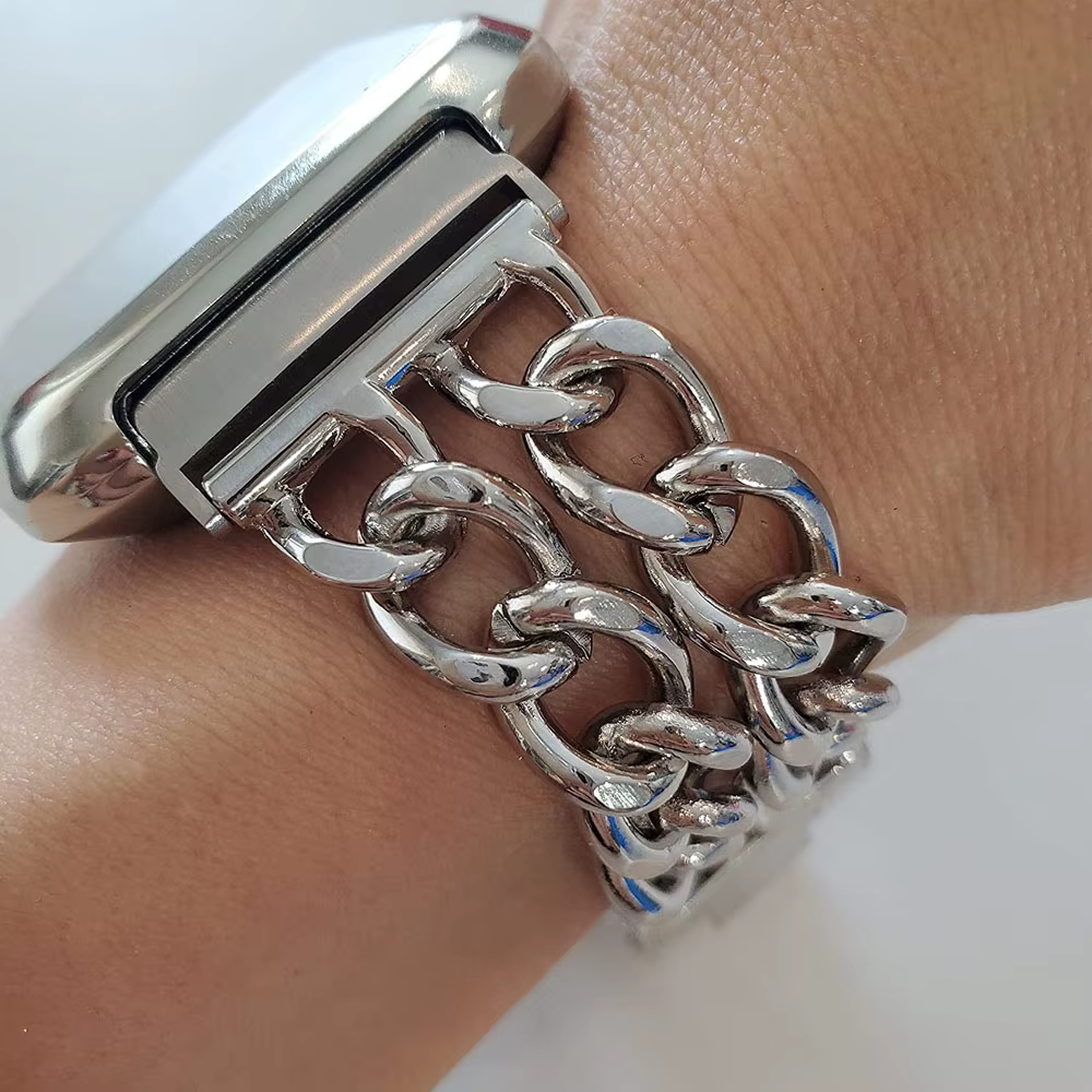 Bracelet pour Fitbit Versa 4/Sense 2 Bracelet chaîne en métal Bracelet de montre pour Fitbit Versa 3