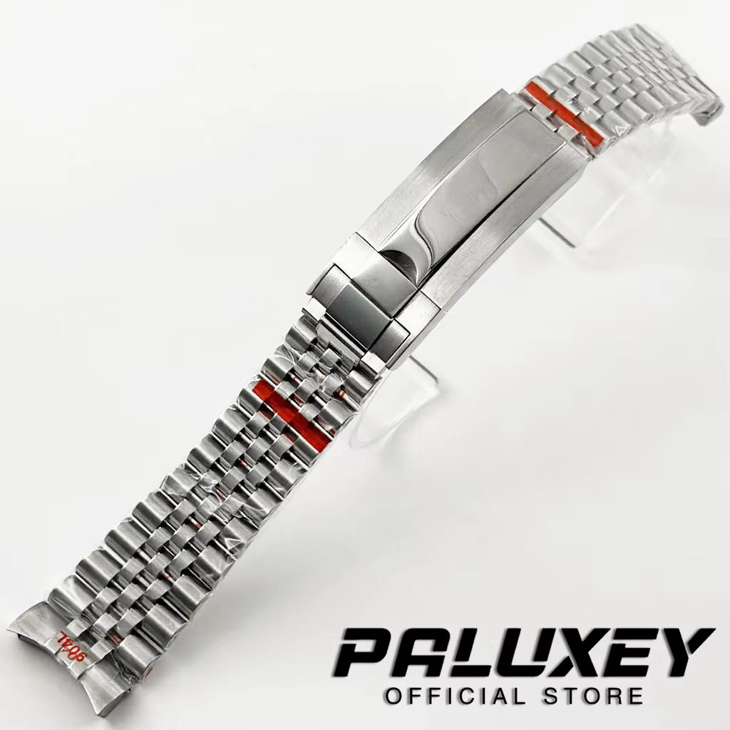 Bracelet Jubilee 20 mm en acier inoxydable 904L, extrémités courbées, fermoir à glissière solide à c