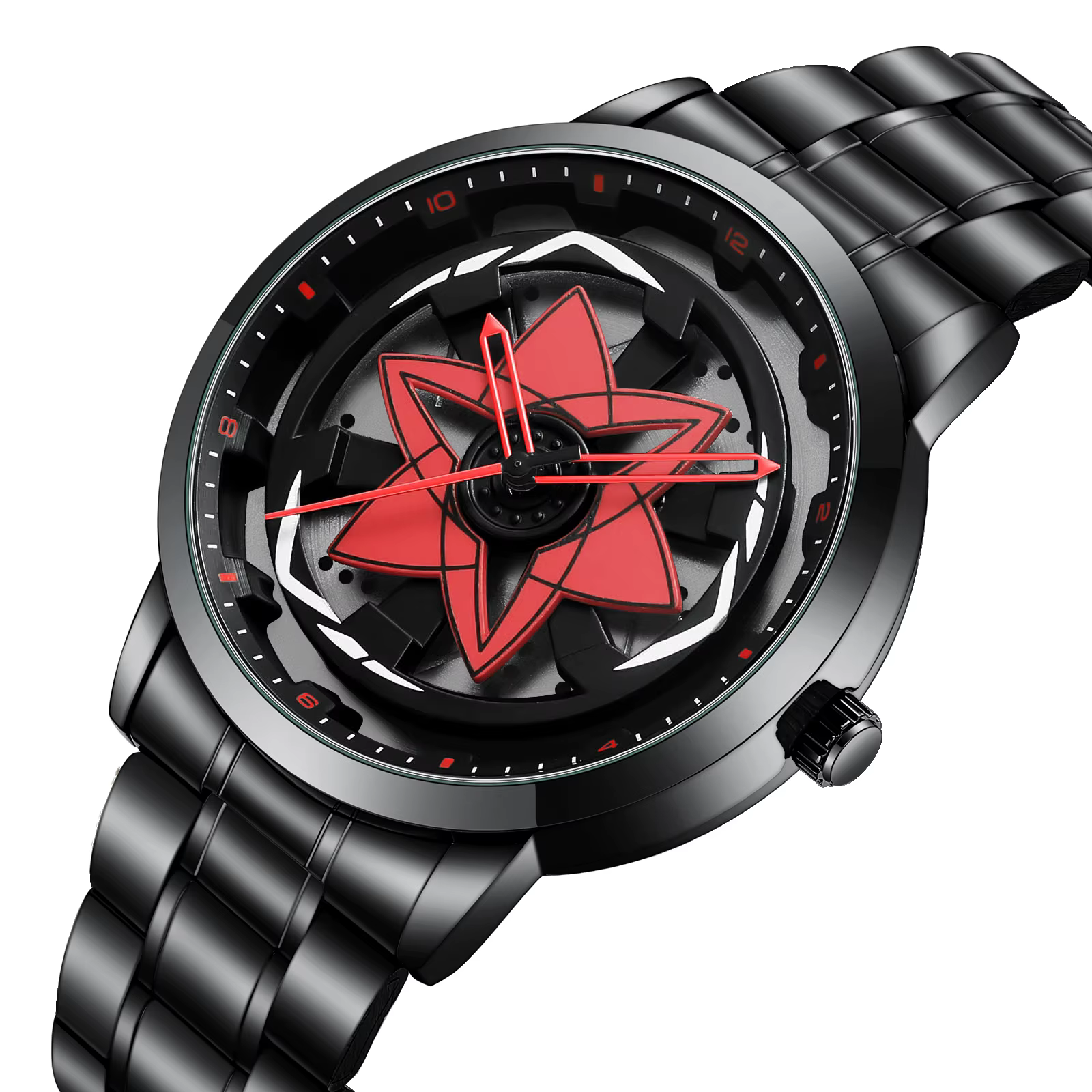 2025 nouvelle montre voiture série créative rotatif mouvement à Quartz sport Style noir en acier ino