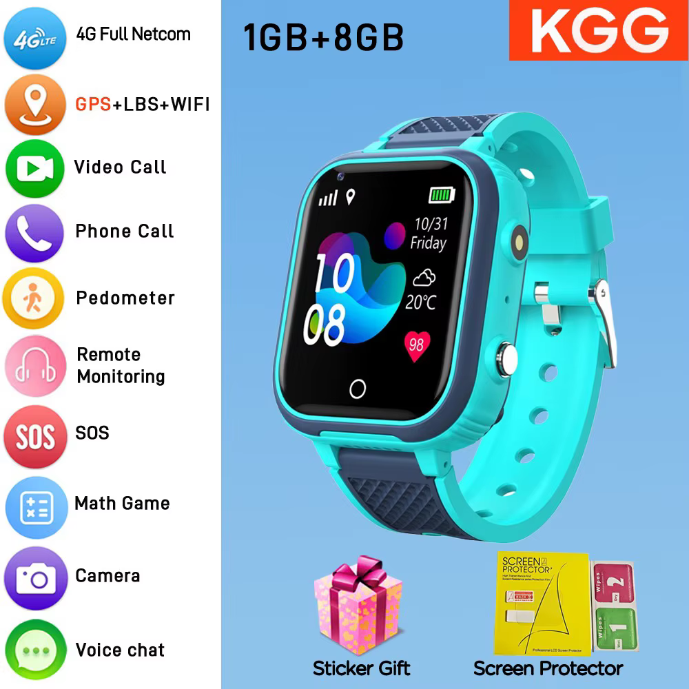 Montre connectée 4G pour enfants, 1 Go + 8 Go, GPS, WiFi, positionnement, appel vidéo, SOS, caméra é