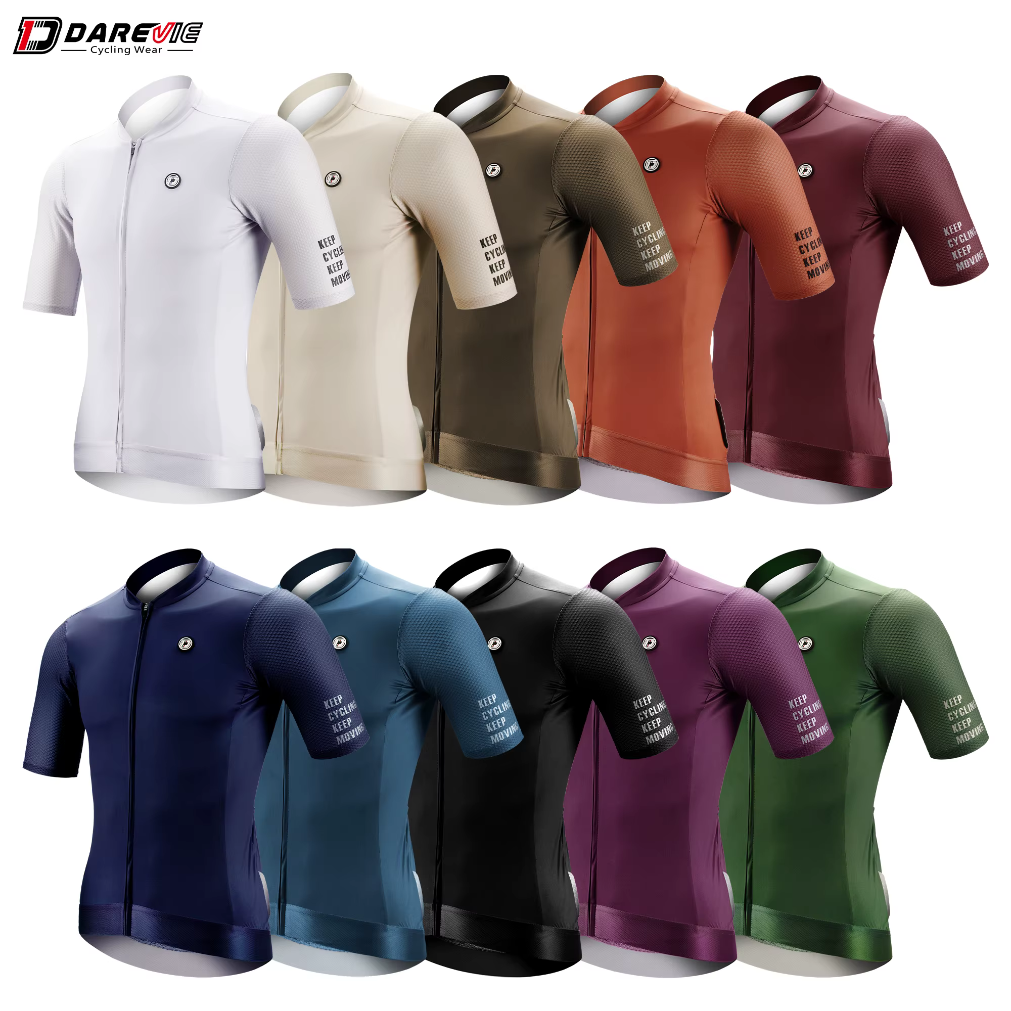 DAREVIE Maillot de cyclisme SPF 50 Anti-UV niveau d'entraînement coupe ajustée petite taille hommes