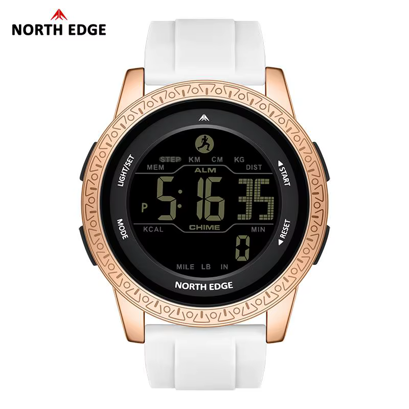 NORTH EDGE luxe hommes femmes podomètre montre-bracelet numérique étanche 50m sport double temps rév