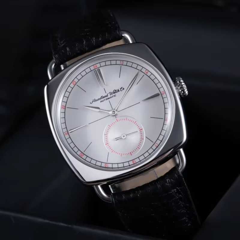 Hruodland 2025 montre mécanique pour hommes mouette St1701 36mm carré verre minéral acier inoxydable