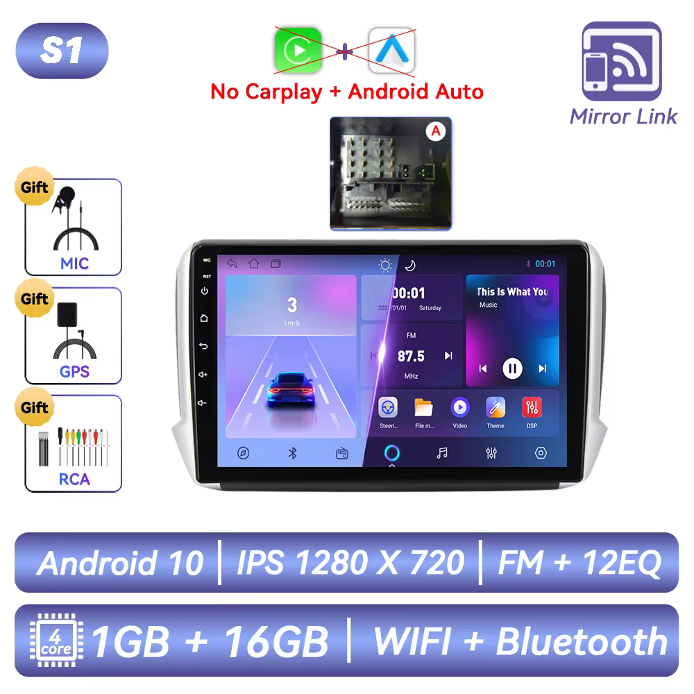 Pour Peugeot 2008 208 2012 2013 2014 2015 2016 2017 2018 Autoradio Android Lecteur Vidéo Multimédia 