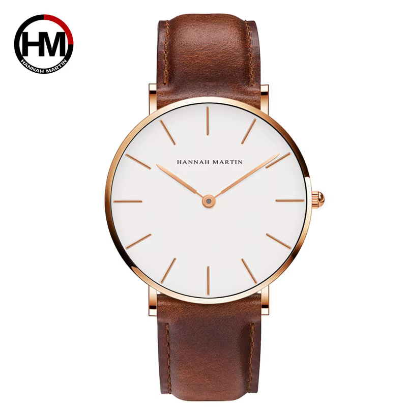 Hanna Martin montre pour hommes haut de gamme mode hommes horloge mouvement à Quartz noir hommes en 