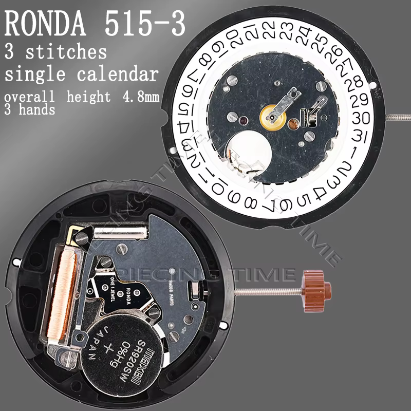 Ronda 515 mouvement Quartz mouvement électronique montre accessoires 3 aiguilles Date affichage à 3