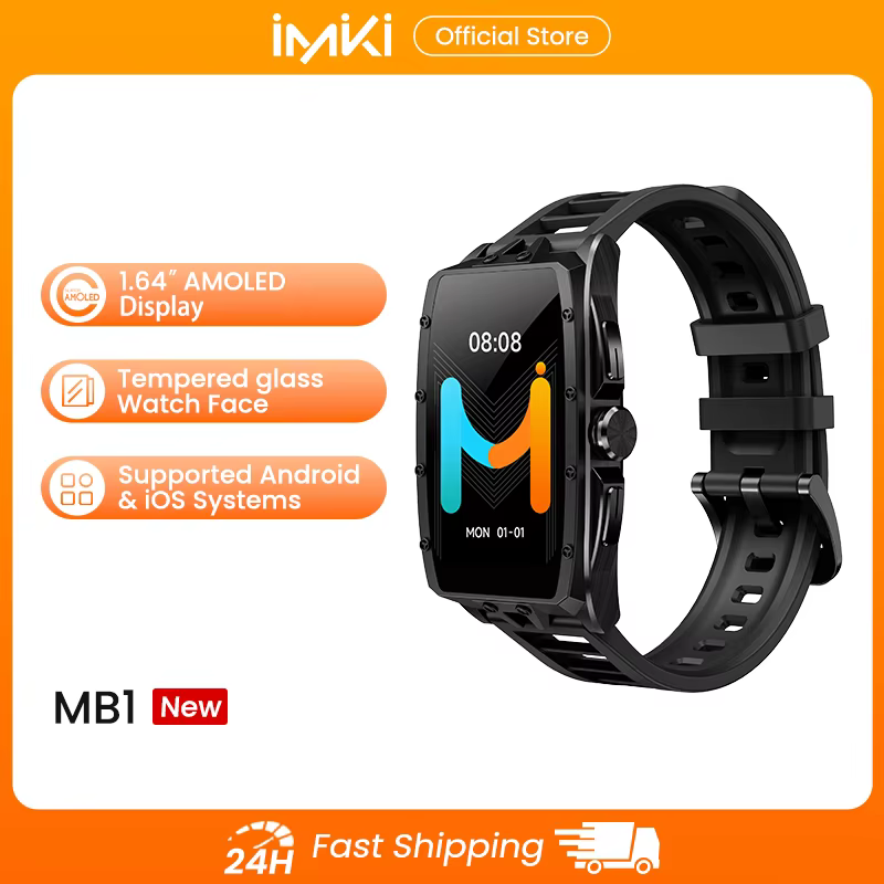 IMIKI montre intelligente 1.64 ''HD AMOLED affichage Bluetooth appels téléphoniques 1 ATM étanche 10