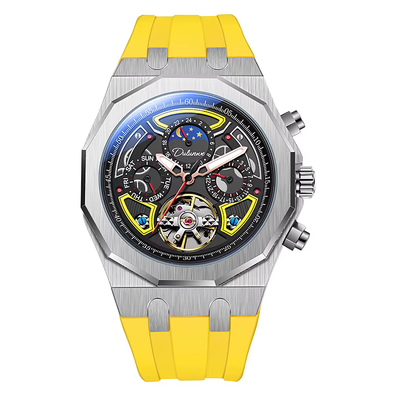 Montres de Sport de marque supérieure avec Tourbillon bracelet en caoutchouc en acier inoxydable cad