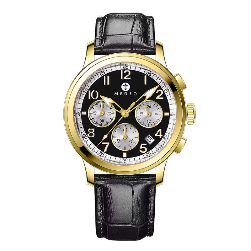 Montre à quartz chronographe série avec mouvement Sei-ko VD53B du Japon, chronographe et calendrier,
