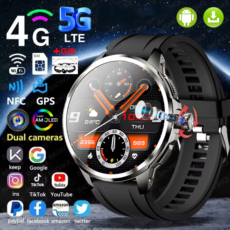 5G carte SIM Smartwatch Android 9.0 Google Play 1.95 pouces Amoled 720*720 GPS WIFI 2100mAH grande m