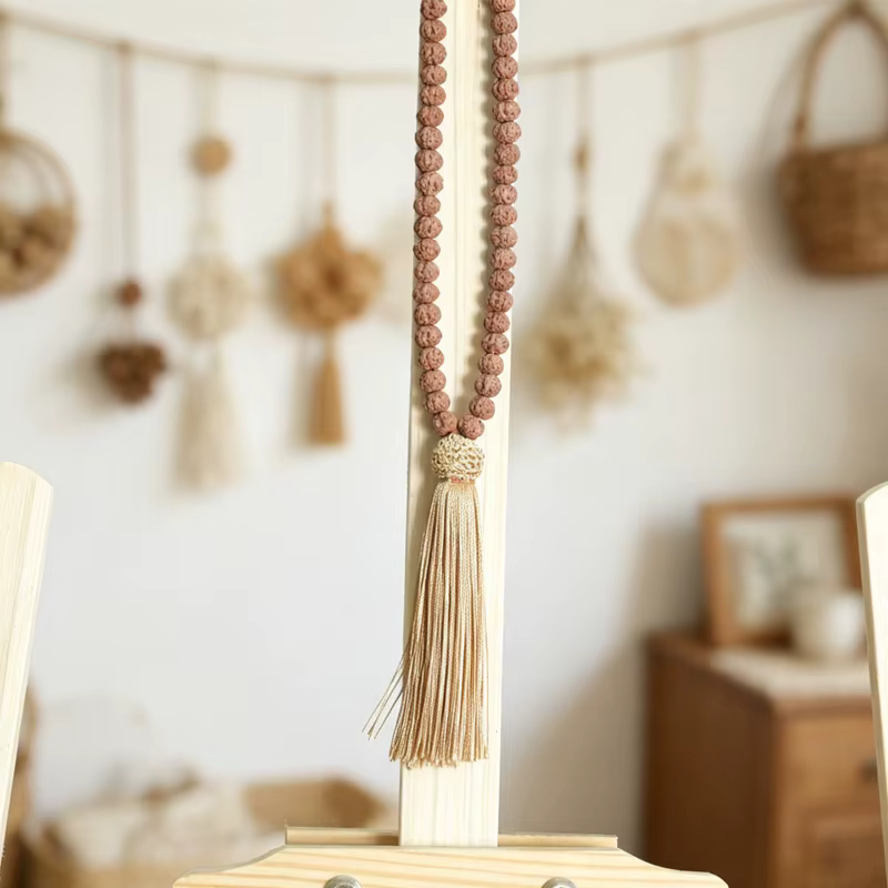 Chapelet de Rudraksha naturel de l'Himalaya 8-9mm, collier de perles de prière bouddhistes, ornement