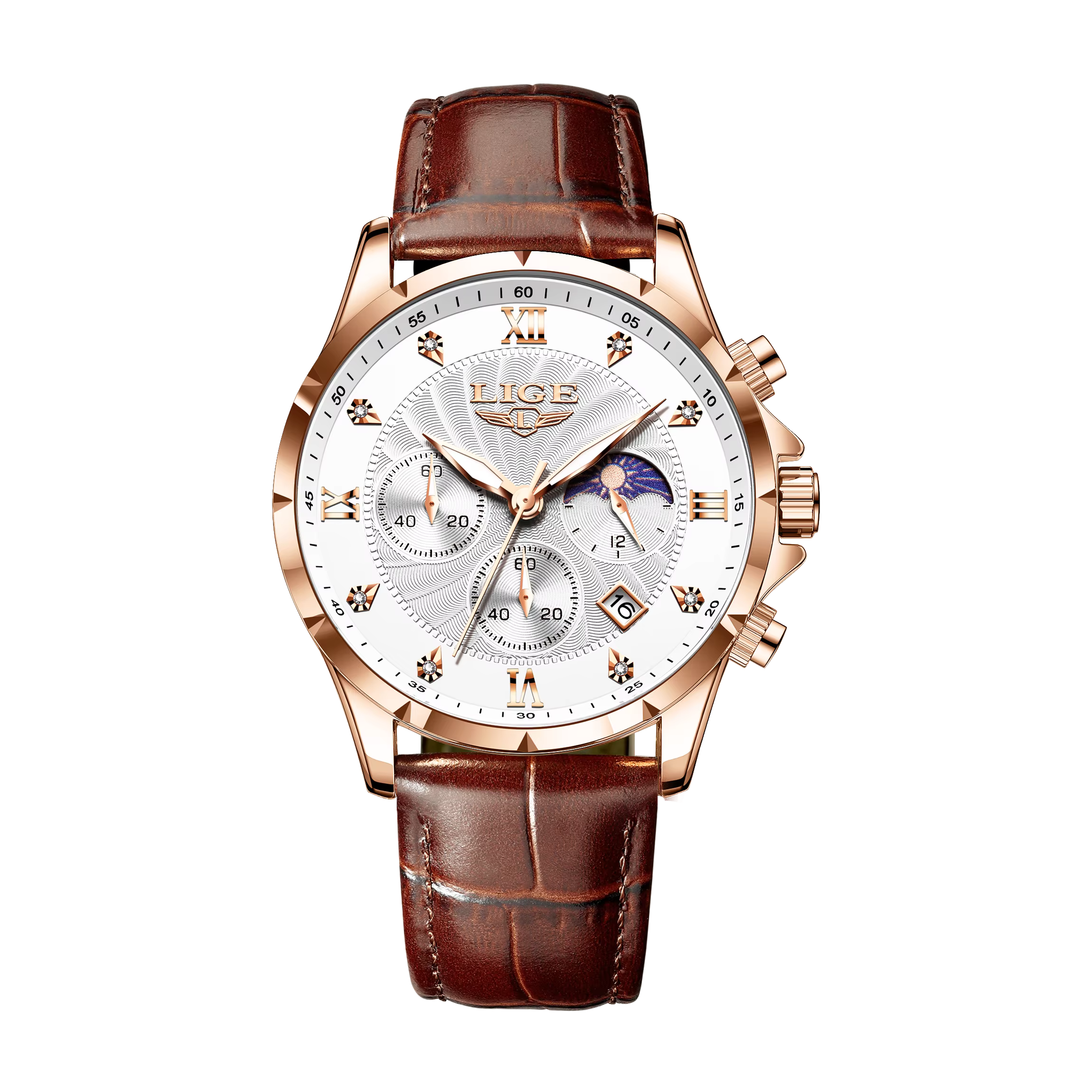Relogio Masculino LIGE Montre décontractée pour hommes, montre de luxe en cuir, étanche, à quartz, c