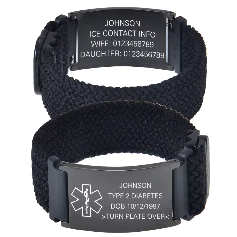 Bracelet d'identification d'alerte médicale personnalisé pour hommes et femmes, gravure personnalisé