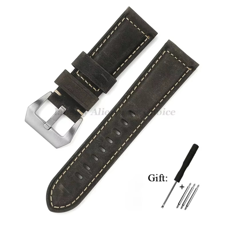 Bracelet de montre en cuir véritable pour Panerai, cuir de vache de haute qualité, Crazy Horse, Brac