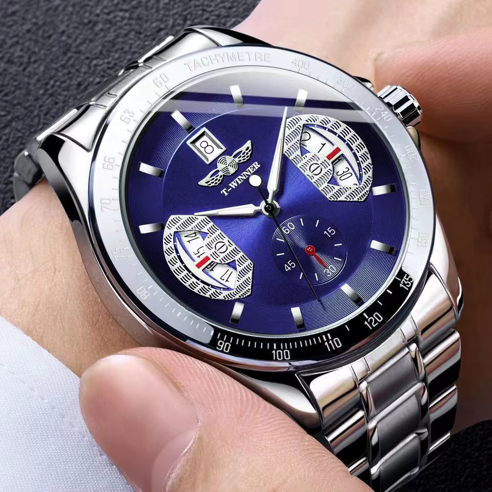 Nouvelle montre mécanique automatique pour homme, concept de calendrier de voiture, bracelet en acie