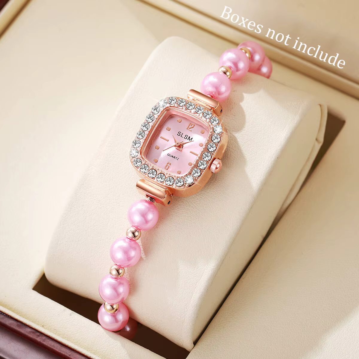 Montres carrées pour femmes, imitation de perles de luxe, bracelet en strass, montre pour filles, ca