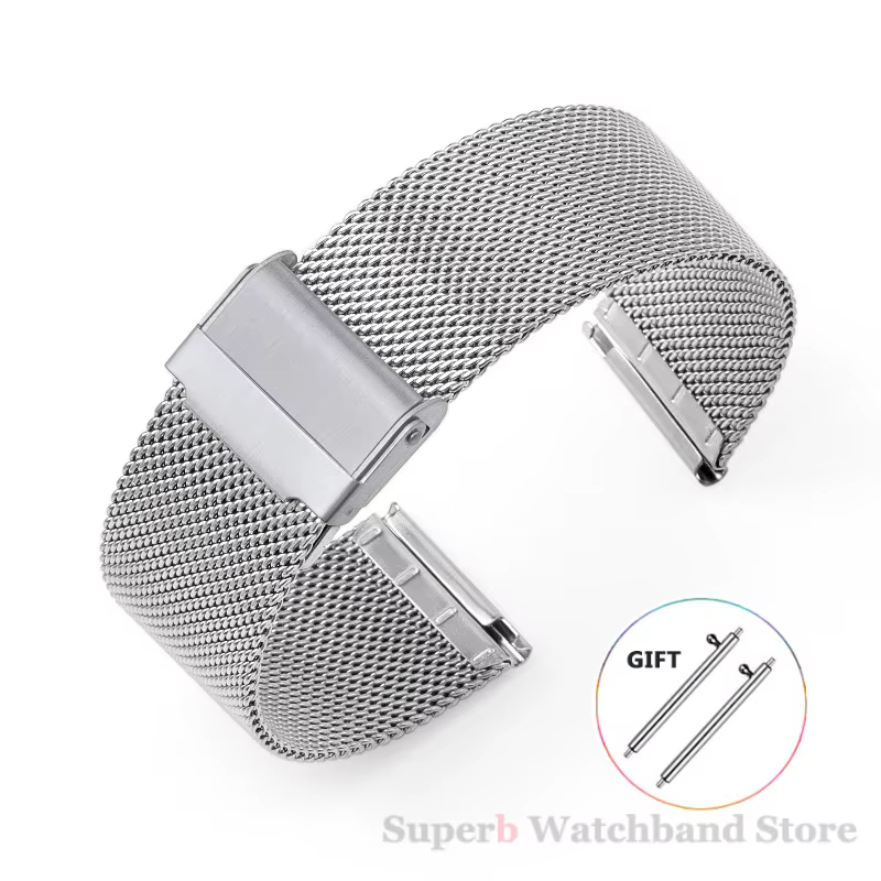 Bracelet milanais universel à dégagement rapide, 18mm, 20mm, 22mm, 12mm, 14mm, 16mm, 17mm, 19mm, 21m