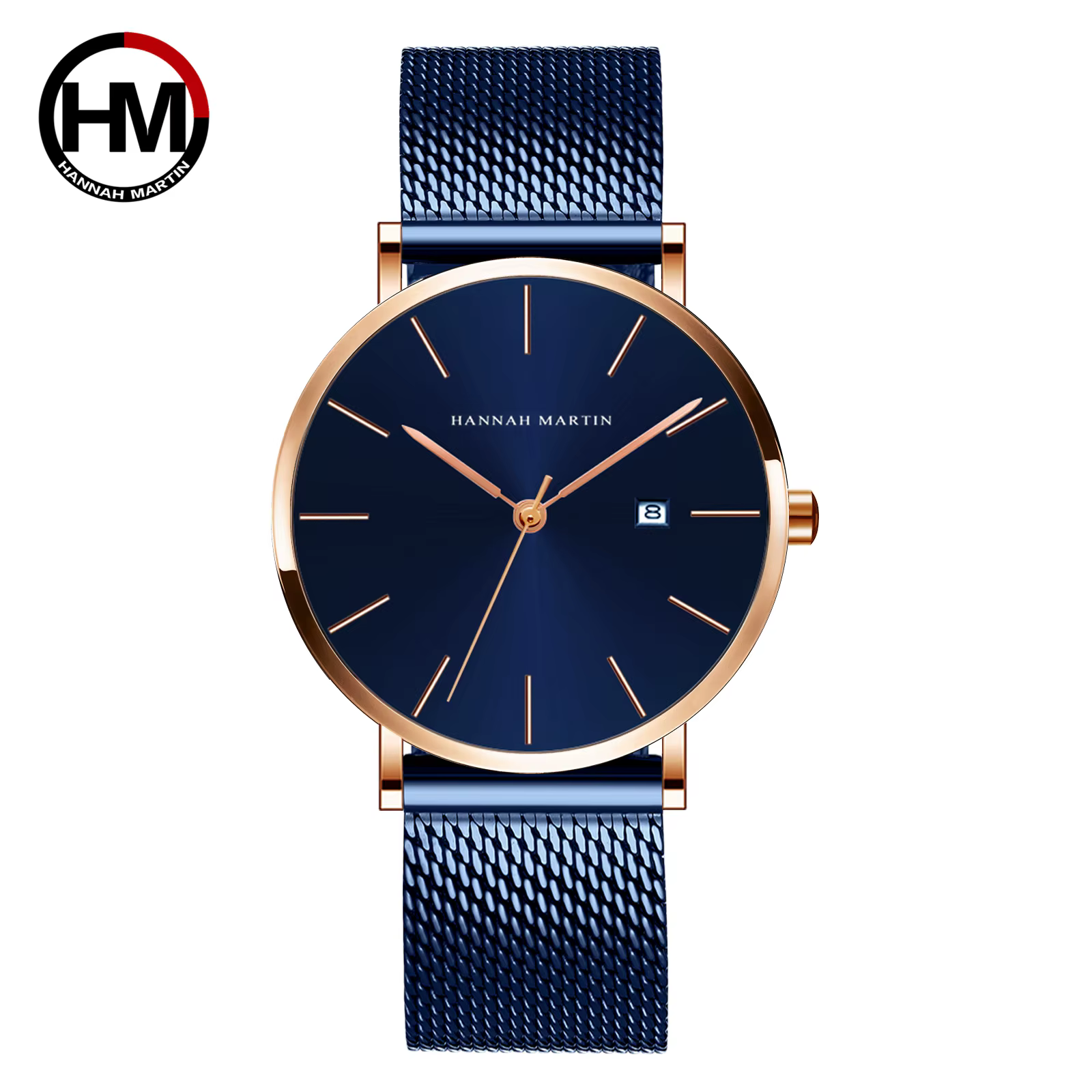 Classique Bauhaus Design hommes montre bleu foncé japon Quartz étanche en acier inoxydable mode affa