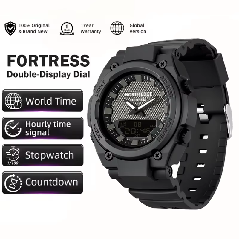 NORTH EDGE FORTRESS 2026 Montre numérique militaire pour homme, sport de plein air, étanche 50M, heu
