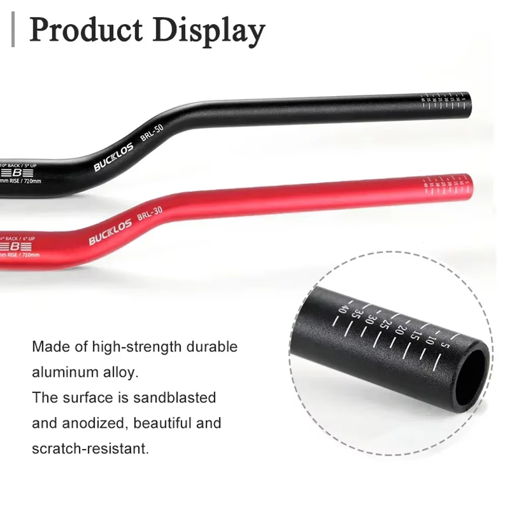 BUCKLOS VTT guidon 31.8mm 25.4mm vélo Riser barre 620/660/720/780mm en alliage d'aluminium vtt guido