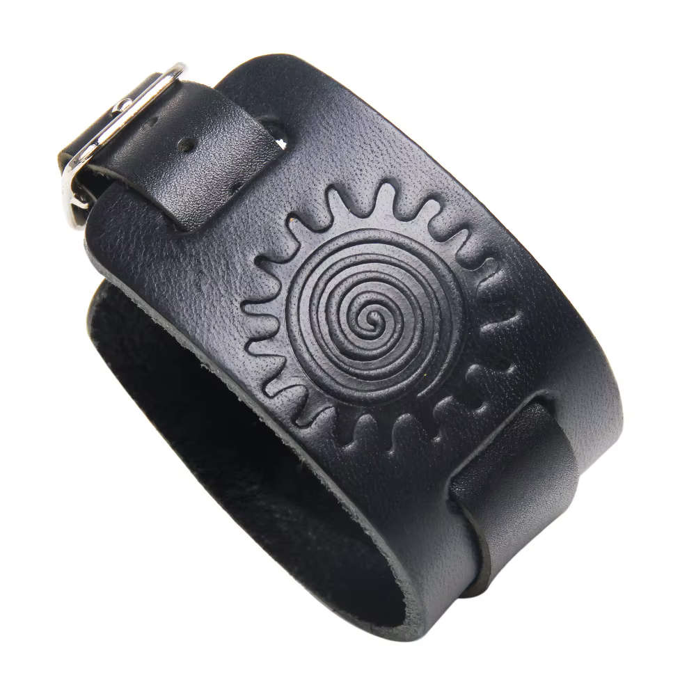 Bracelet large en cuir pour homme, style punk rock, bracelets à larges brins, bracelet imprimé vinta