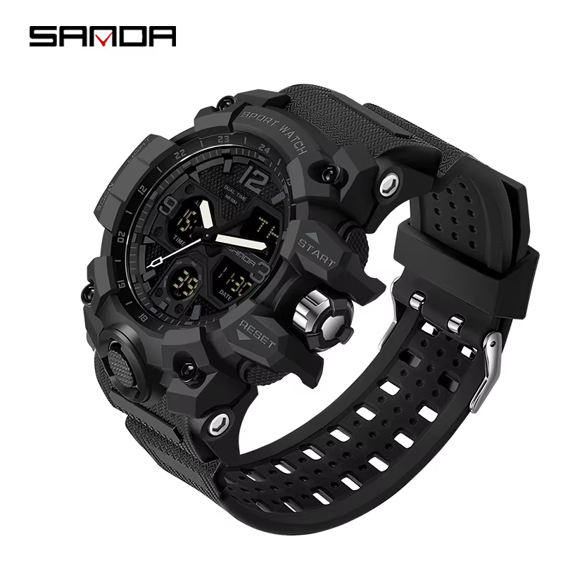 SANDA – montre de sport pour hommes, montre à Quartz militaire, étanche, résistante aux chocs, Relog