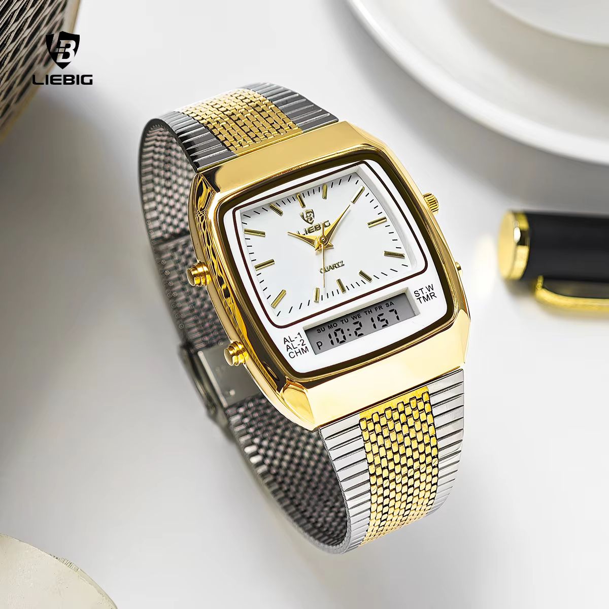 Montres à quartz LIEBIG de luxe à double affichage pour hommes et femmes, mode, sport de plein air,