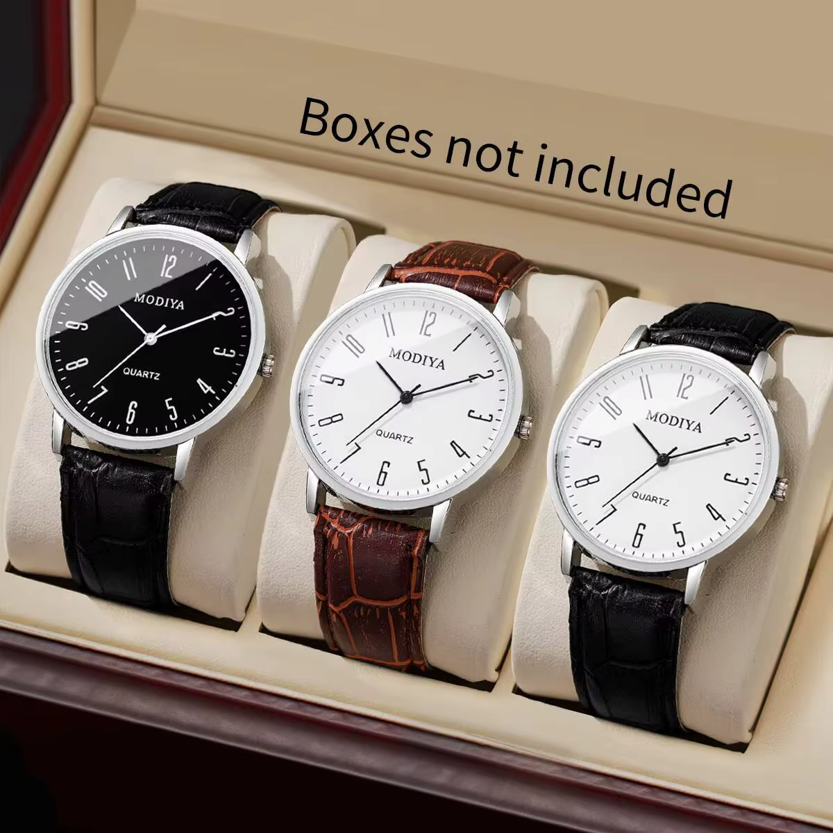 3 pièces/ensemble mode cadran arabe hommes montres d'affaires bracelet en cuir décontracté montres à