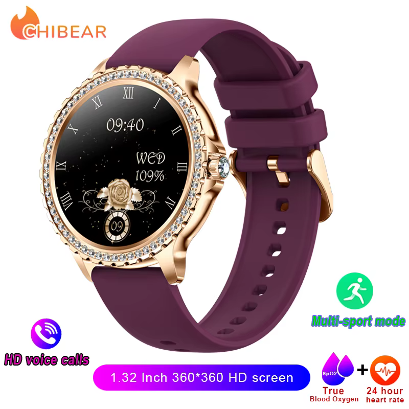 Montre intelligente à écran AMOLED pour femme, fréquence cardiaque, oxygène sanguin, bracelet pour f