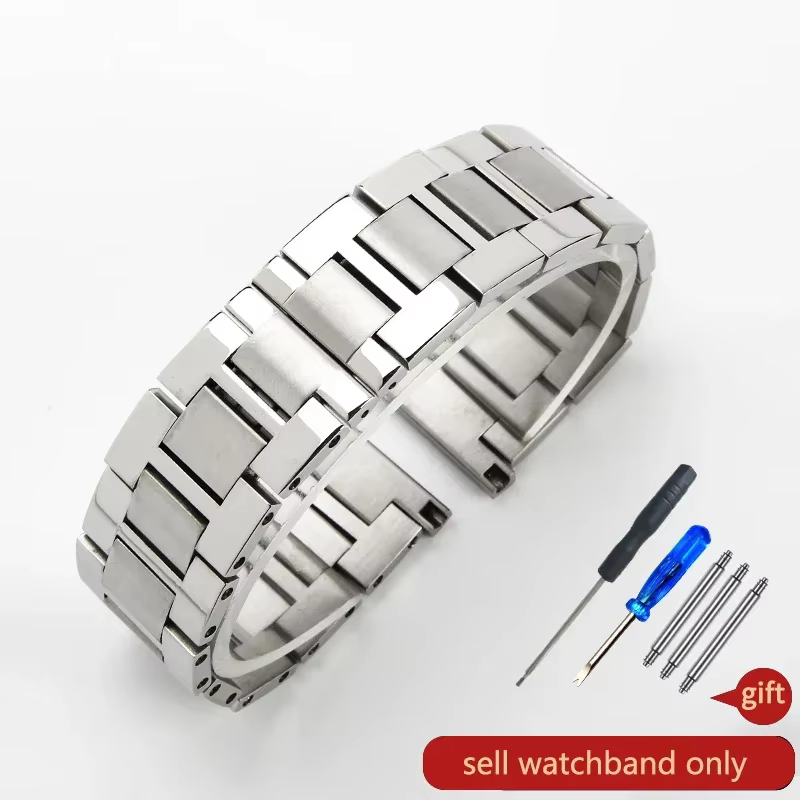 Bracelet de montre en acier inoxydable massif de haute qualité pour Cartier Tank Solo Ronde Series b