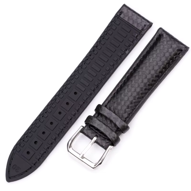 Bracelet de montre en cuir + caoutchouc pour femmes et hommes, jaune, Orange, noir, 18mm, 20mm, 22mm