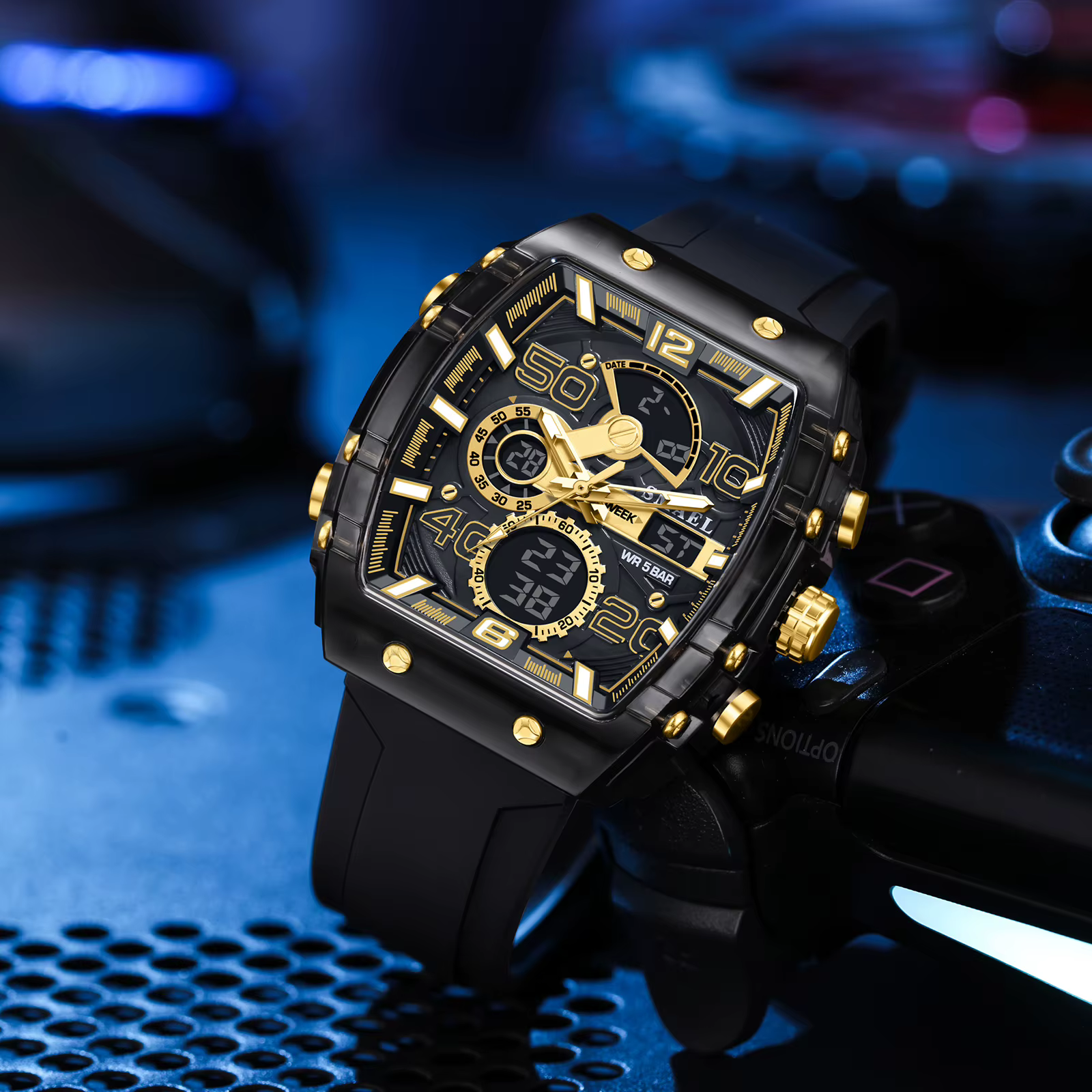 SMAEL marque 8109 nouvelle montre électronique mode carré double affichage étanche lumineux multicol