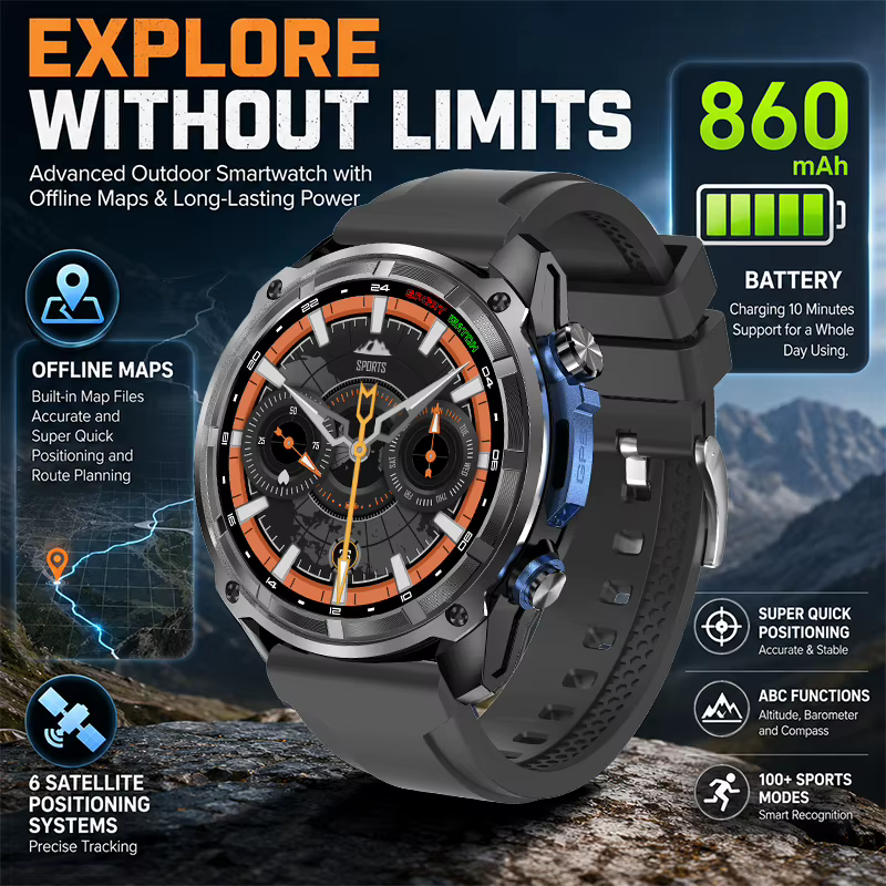 Montre connectée intelligente pour homme 2026, nouvelle, avec carte GPS précise, GNSS, étanche 10 AT